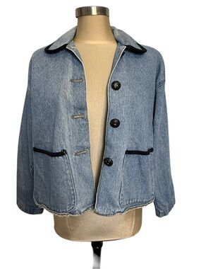 Vintage Joon Collection Denim Jacket 90s Cropped Boxy Stone Wash Small
